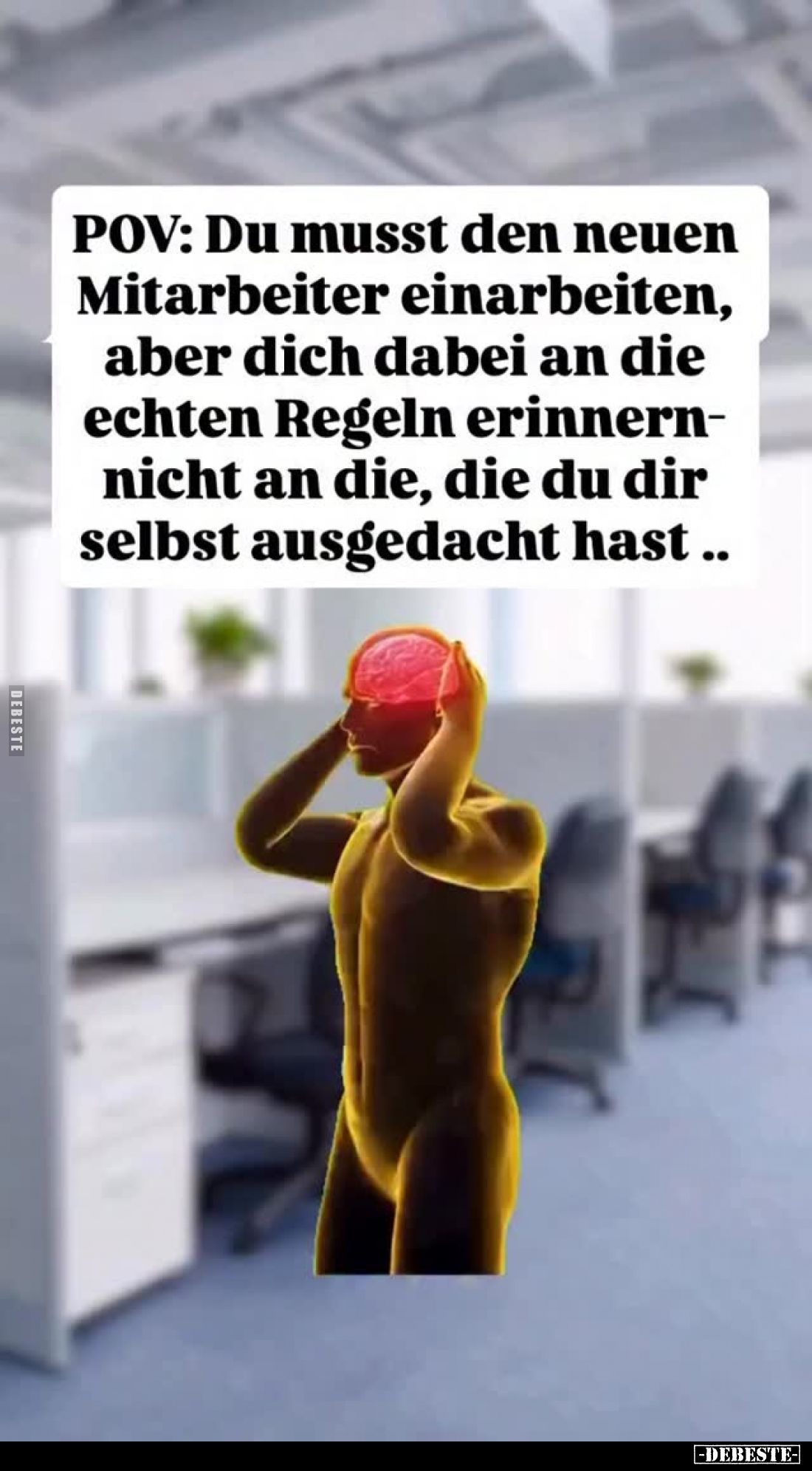 POV: Du musst den neuen Mitarbeiter einarbeiten, aber dich dabei an die echten Regeln erinnern-nicht an die, die du dir selbs...