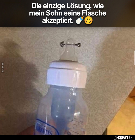 Die einzige Lösung, wie mein Sohn seine Flasche akzeptiert.. - Lustige Bilder | DEBESTE.de