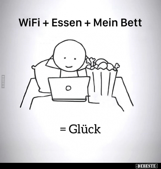 WiFi + Essen + Mein Bett = Glück.. - Lustige Bilder | DEBESTE.de