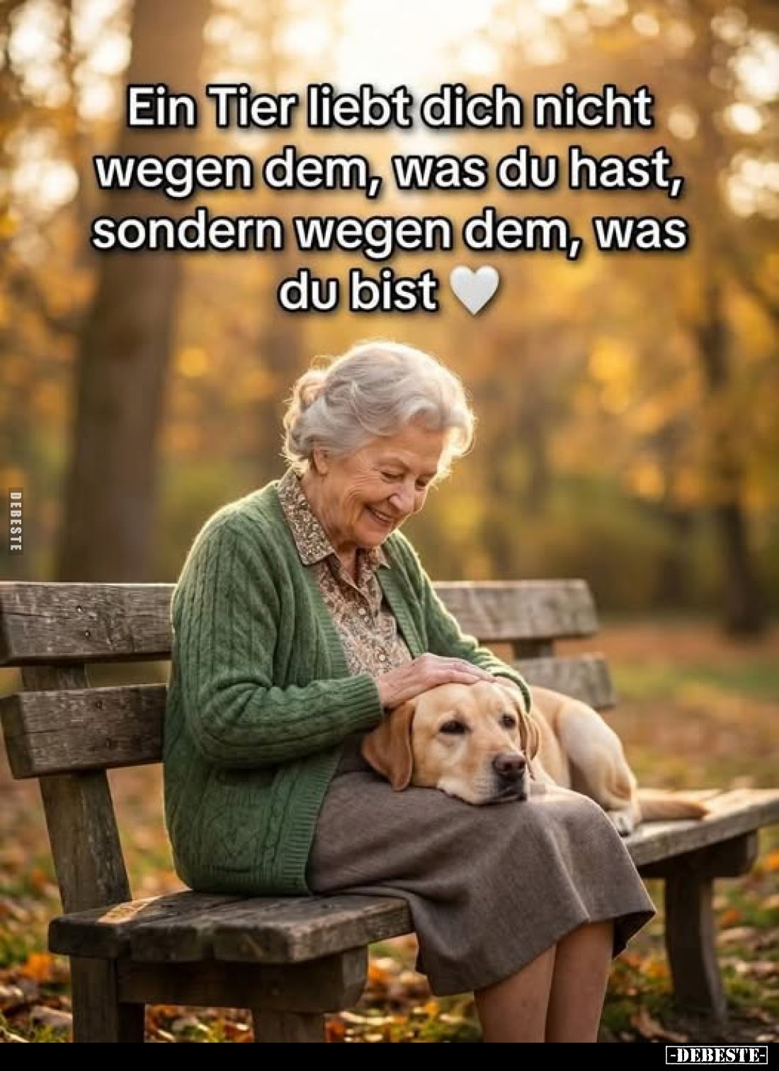 Ein Tier liebt dich nicht wegen dem, was du hast, sondern wegen dem, was du bist