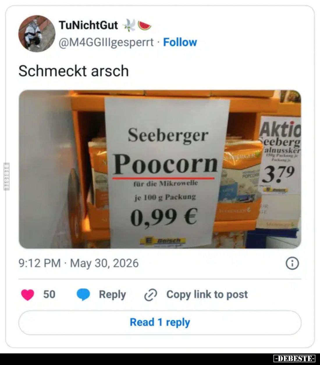 Schmeckt ars*ch - Seeberger Poocorn