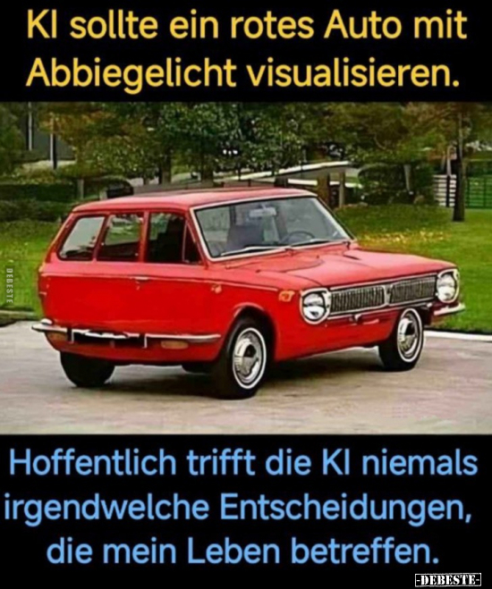 KI sollte ein rotes Auto mit Abbiegelicht visualisieren... - Lustige Bilder | DEBESTE.de