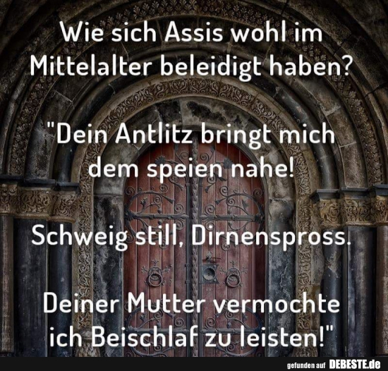 Wie sich Assis wohl im Mittelalter beleidigt haben? - Lustige Bilder | DEBESTE.de