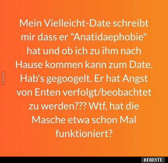Mein Vielleicht-Date schreibt mir dass er "Anatidaephobie".. - Lustige Bilder | DEBESTE.de