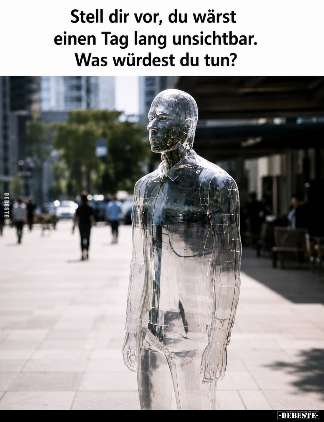 Stell dir vor, du wärst einen Tag lang unsichtbar.
Was würdest du tun?