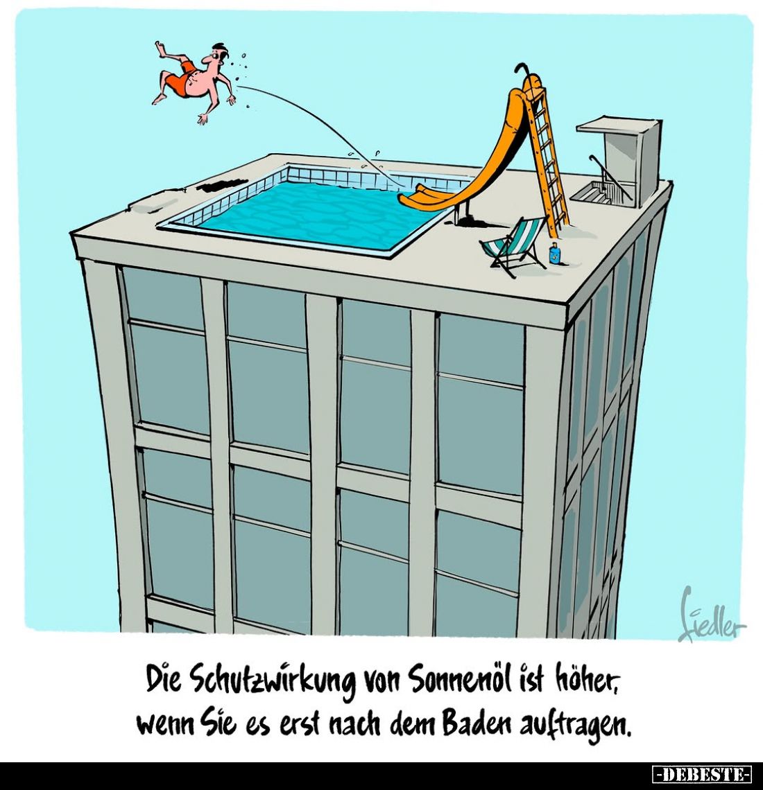 Die Schutzwirkung von Sonnenöl ist höher, wenn Sie es erst nach dem Baden auftragen.