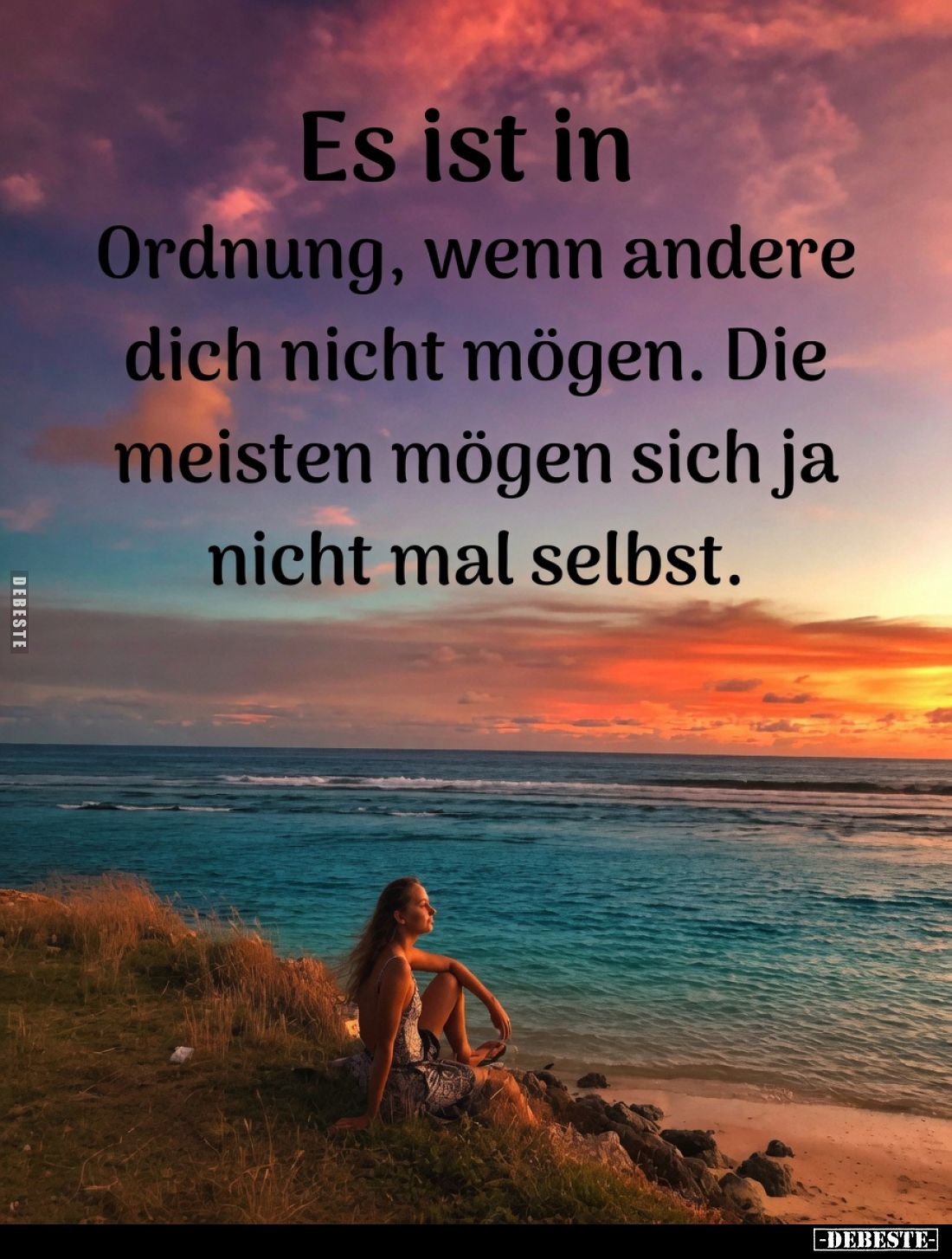 Es ist in Ordnung, wenn andere dich nicht mögen. Die meisten mögen sich ja nicht mal selbst.