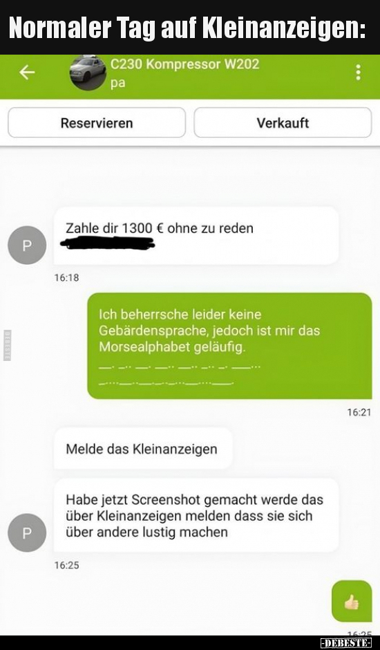 Normaler Tag auf Kleinanzeigen.. - Lustige Bilder | DEBESTE.de