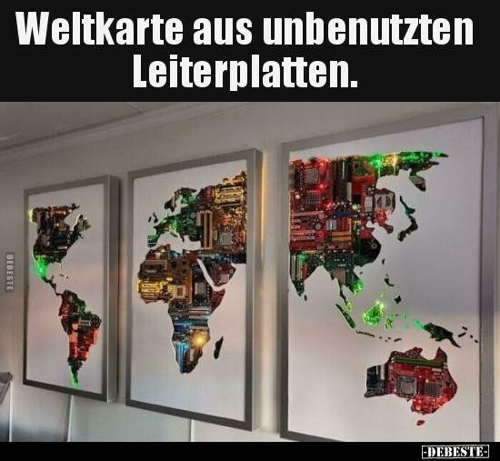 Weltkarte aus unbenutzten Leiterplatten...