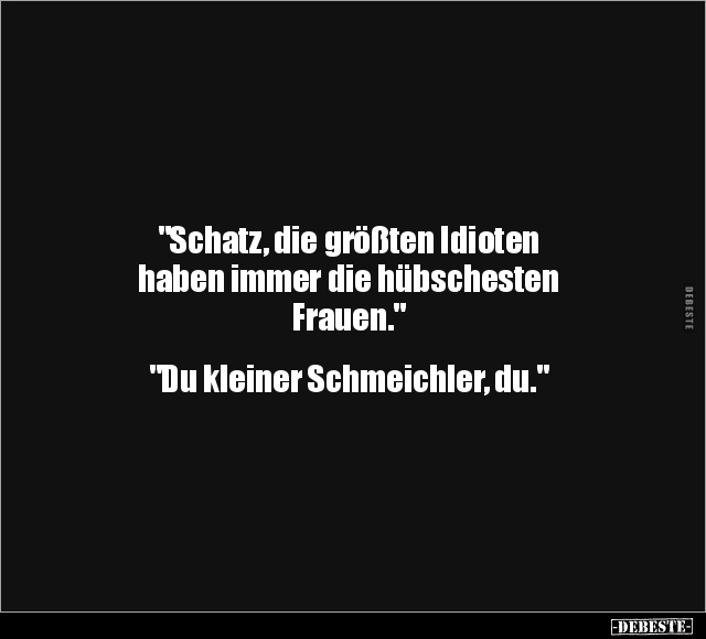 "Schatz, die größten Idioten haben immer..." - Lustige Bilder | DEBESTE.de