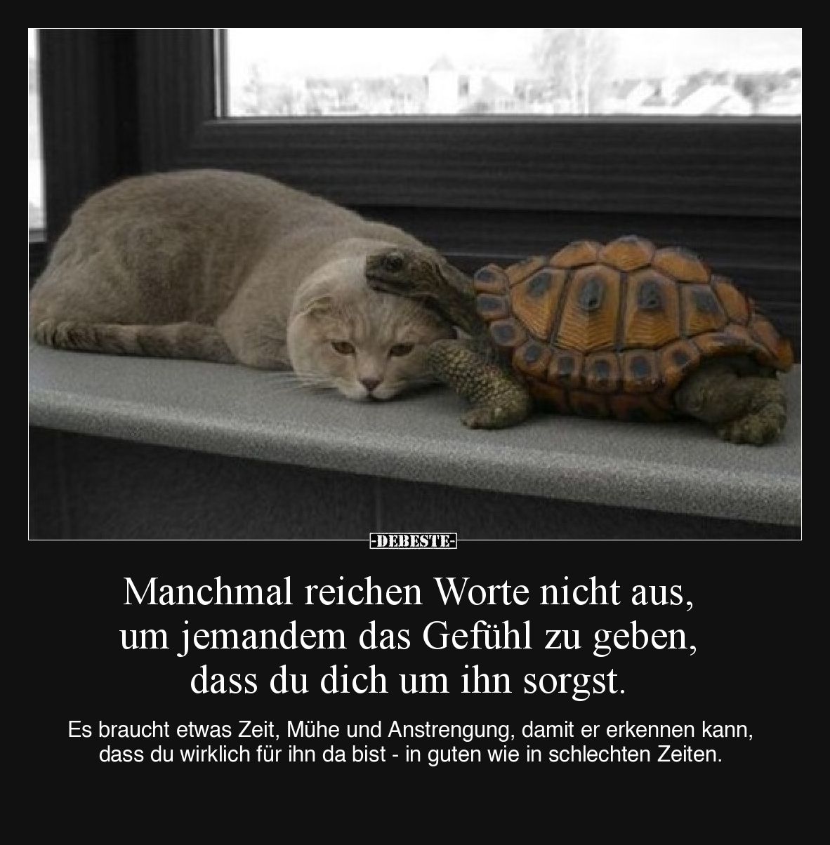 Manchmal reichen Worte nicht aus, um jemandem das Gefühl zu geben, dass du dich um ihn sorgst.
Es braucht etwas Zeit, Mühe...