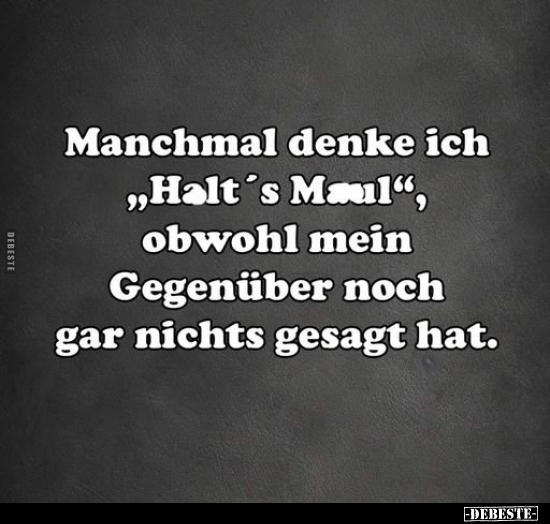 Manchmal denke ich "Halt's Maul", obwohl mein Gegenüber.. - Lustige Bilder | DEBESTE.de