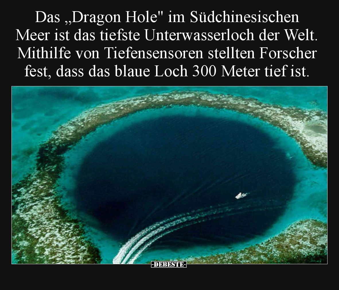 Das „Dragon Hole" im Südchinesischen Meer ist das tiefste Unterwasserloch der Welt. Mithilfe von Tiefensensoren stellten...