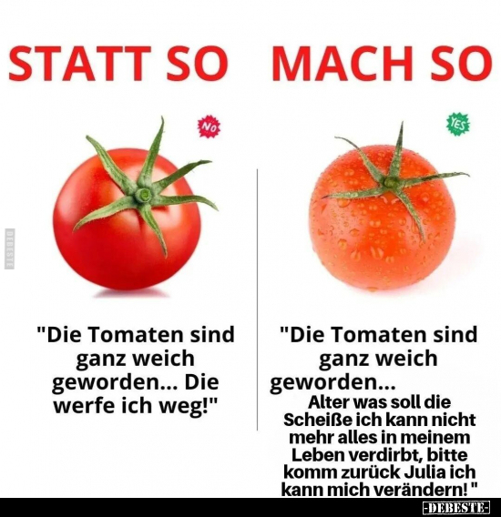 STATT SO: "Die Tomaten sind ganz weich geworden.." - Lustige Bilder | DEBESTE.de