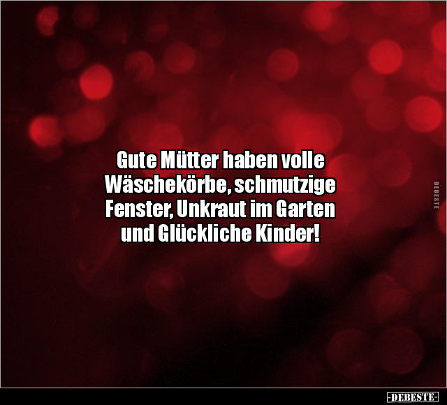 Gute Mütter haben volle Wäschekörbe, schmutzige Fenster.. - Lustige Bilder | DEBESTE.de