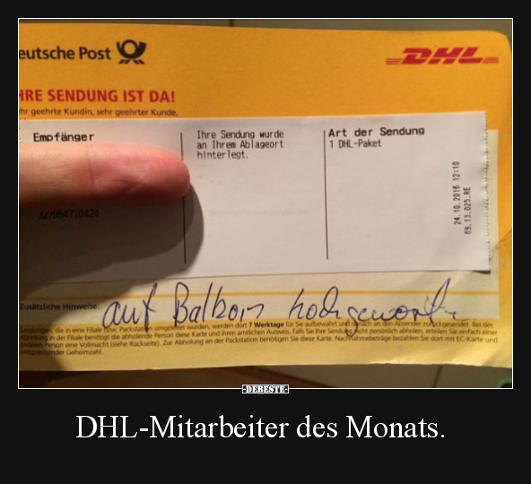 DHL-Mitarbeiter des Monats. - Lustige Bilder | DEBESTE.de