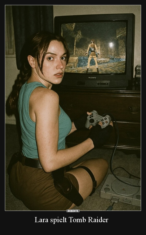 Lara spielt Tomb Raider
