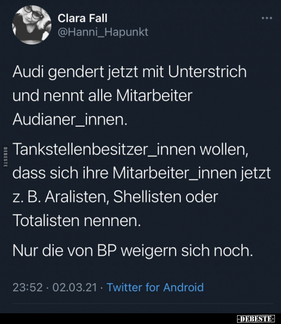 Audi gendert jetzt mit Unterstrich und nennt alle.. - Lustige Bilder | DEBESTE.de