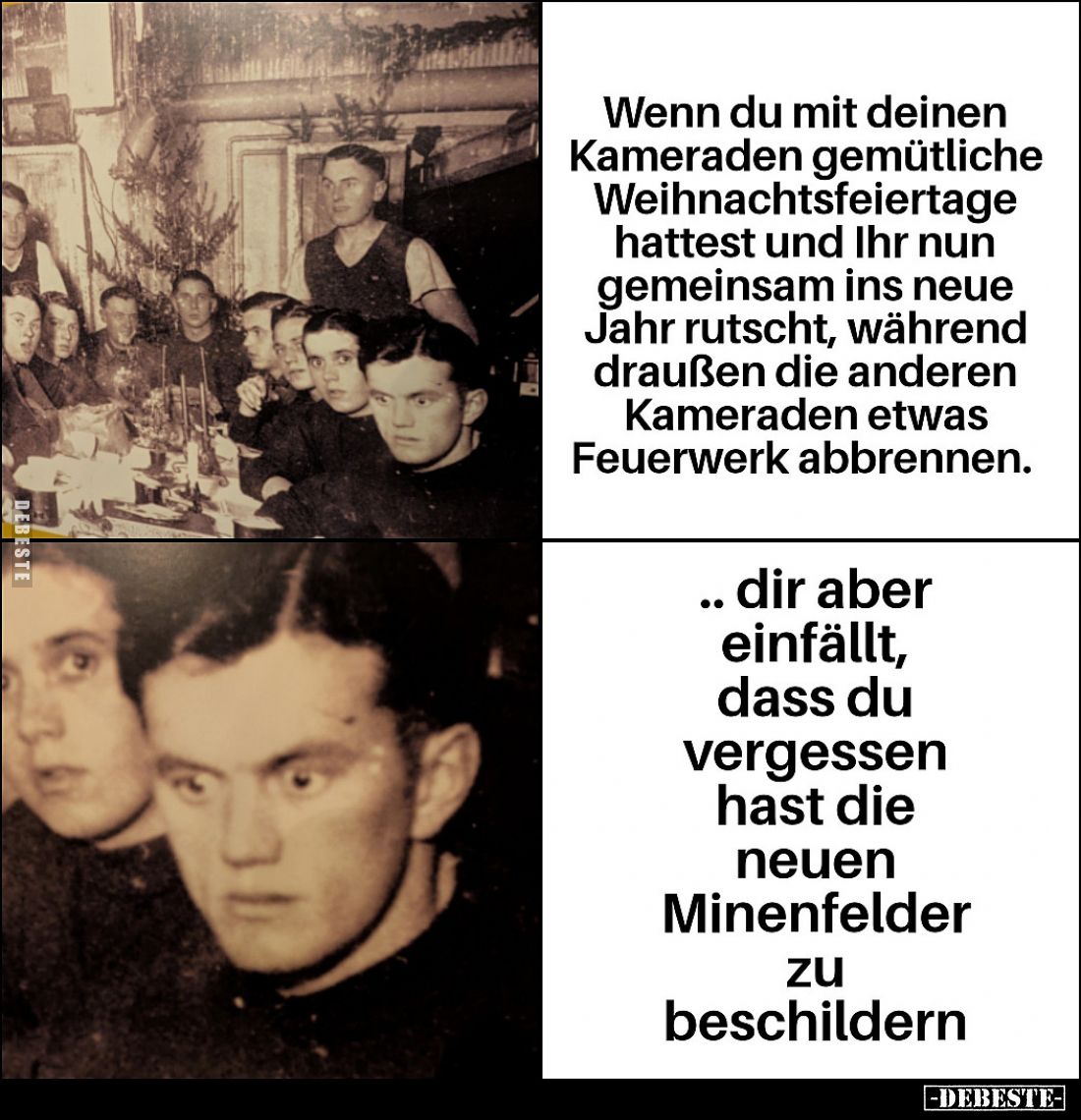 Wenn du mit deinen Kameraden gemütliche Weihnachtsfeiertage hattest und Ihr nun gemeinsam ins neue Jahr rutscht, während drau...