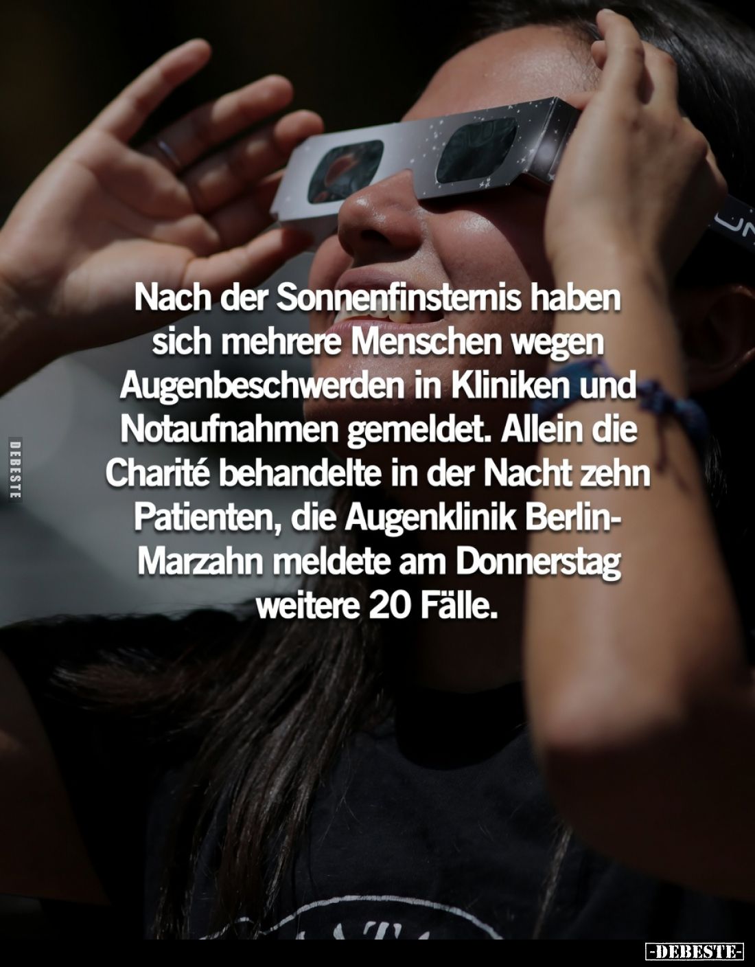 Nach der Sonnenfinsternis haben sich mehrere Menschen wegen Augenbeschwerden in Kliniken und Notaufnahmen gemeldet. Allein di...