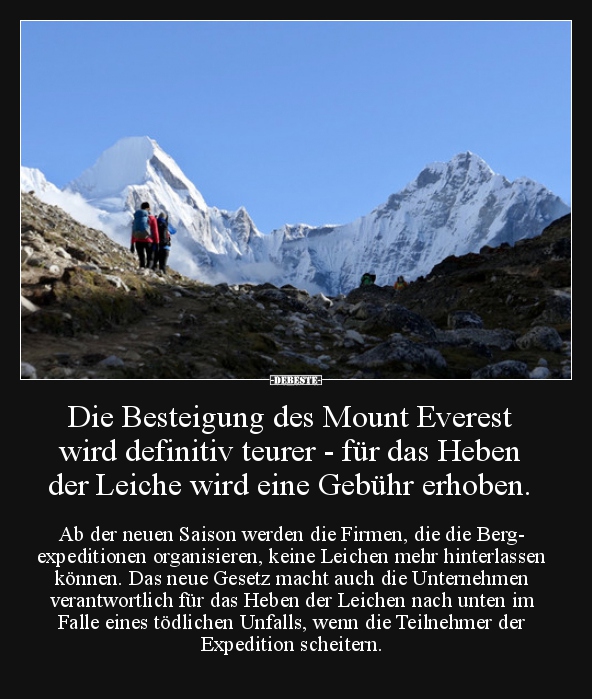 Die Besteigung des Mount Everest wird definitiv teurer.. - Lustige Bilder | DEBESTE.de