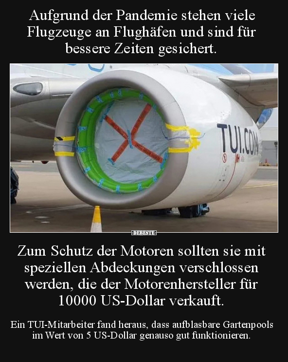 Aufgrund der Pandemie stehen viele Flugzeuge an Flughäfen.. - Lustige Bilder | DEBESTE.de