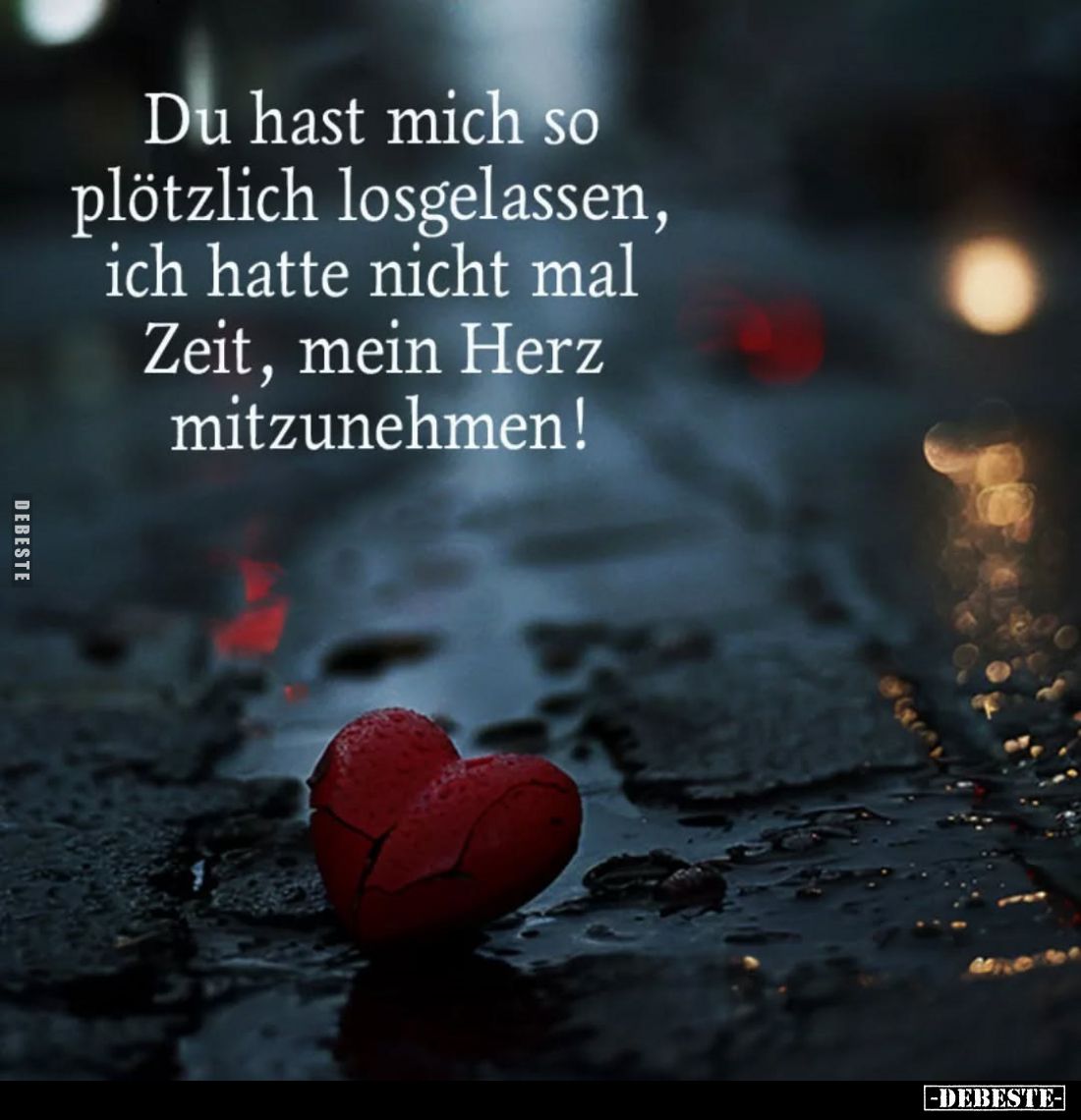 Du hast mich so plötzlich losgelassen, losgelassen, ich hatte nicht mal Zeit, mein Herz mitzunehmen!