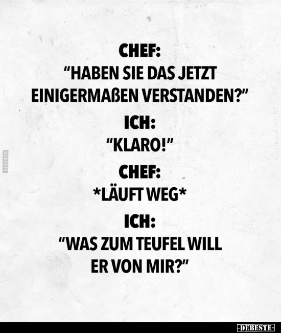 Chef: "Haben Sie das jetzt einigermaßen verstanden?".. - Lustige Bilder | DEBESTE.de