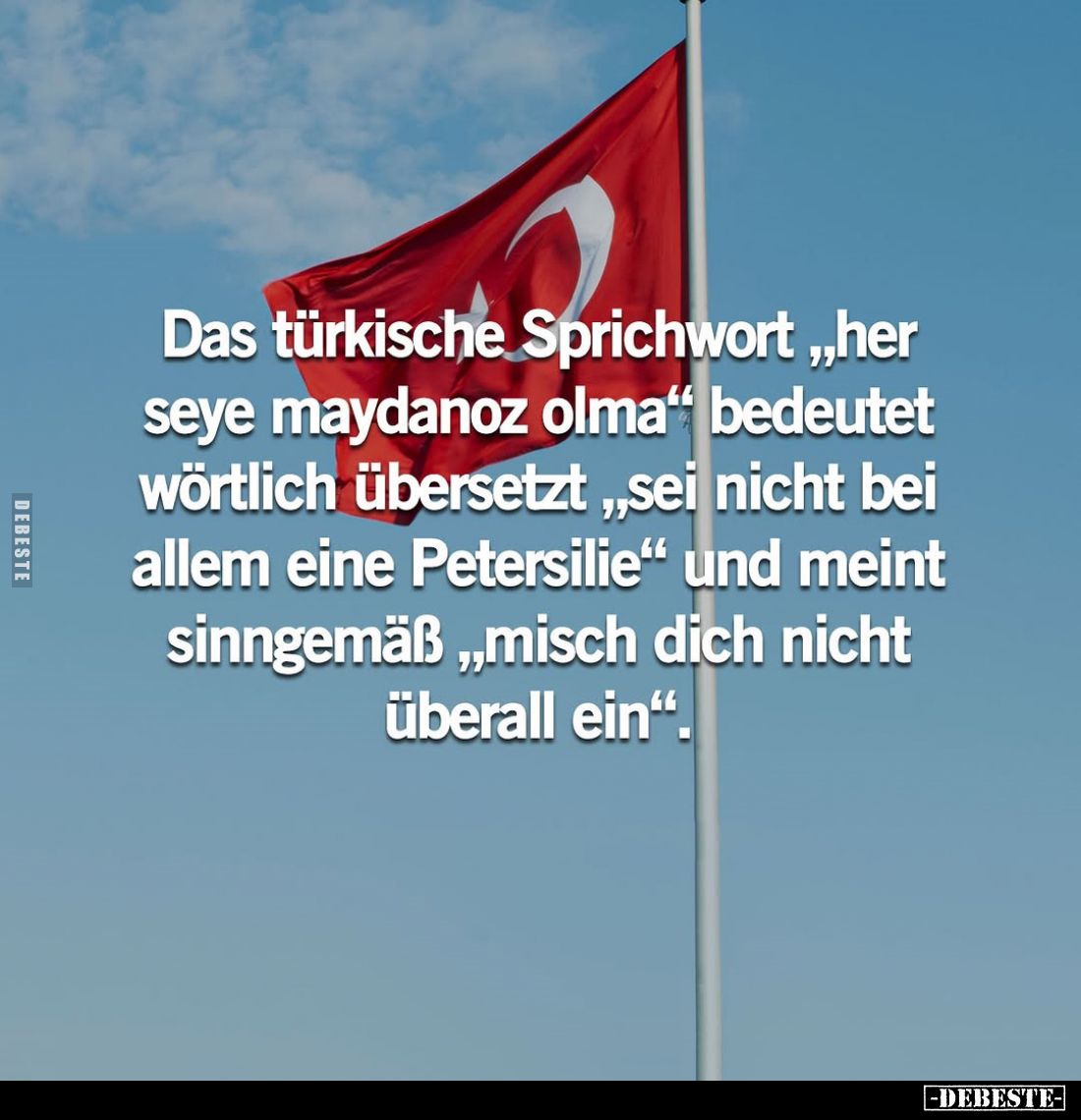 Das türkische Sprichwort "her seye maydanoz olma" bedeutet wörtlich übersetzt "sei nicht bei allem eine Peters...