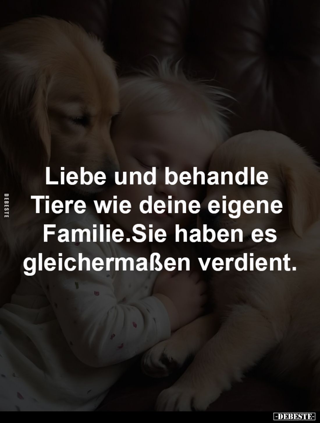 Liebe und behandle 
Tiere wie deine eigene 
Familie.Sie haben es
gleichermaßen verdient.
