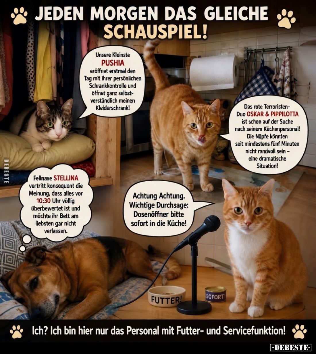 Jeden Morgen das gleiche Schauspiel!
Unsere Kleinste Pushia eröffnet erstmal den Tag mit ihrer persönlichen Schrankkontrolle...