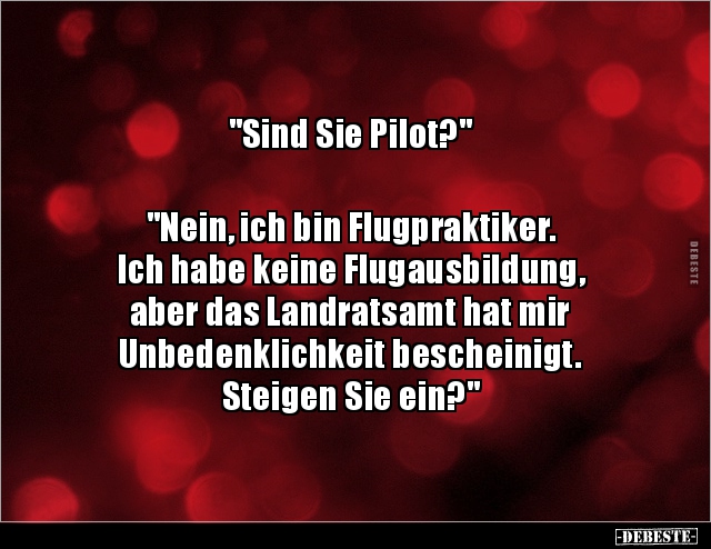 "Sind Sie Pilot?" "Nein, ich bin Flugpraktiker. Ich.. - Lustige Bilder | DEBESTE.de