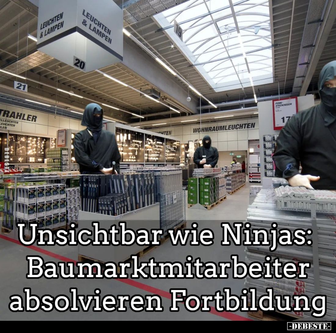 Unsichtbar wie Ninjas: Baumarktmitarbeiter absolvieren Fortbildung.