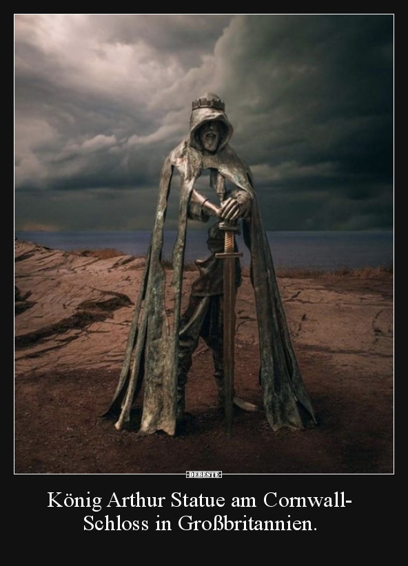 König Arthur Statue am Cornwall- Schloss in..