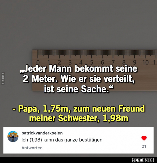 "Jeder Mann bekommt seine 2 Meter..." - Lustige Bilder | DEBESTE.de