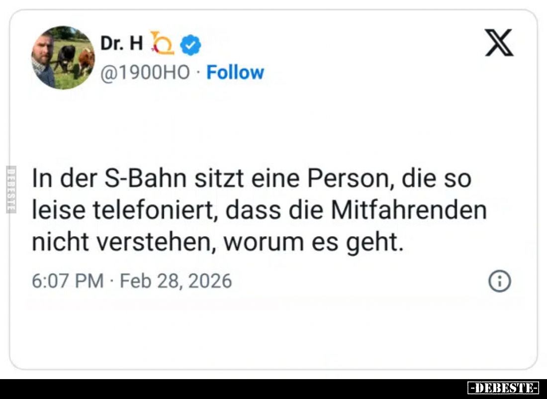 In der S-Bahn sitzt eine Person, die so leise telefoniert.. - Lustige Bilder | DEBESTE.de