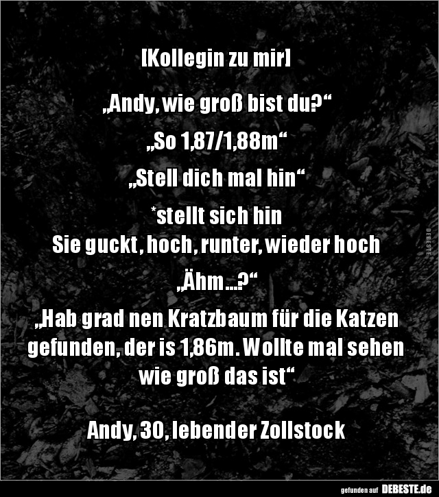 [Kollegin zu mir] „Andy, wie groß bist du?“„So.. - Lustige Bilder | DEBESTE.de