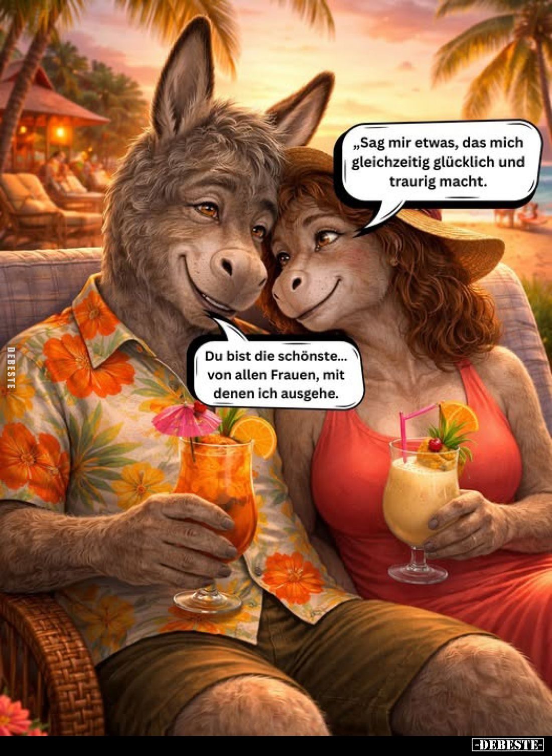 Sag mir etwas, das mich gleichzeitig glücklich und traurig macht.
Du bist die schönste... von allen Frauen, mit denen ich au...