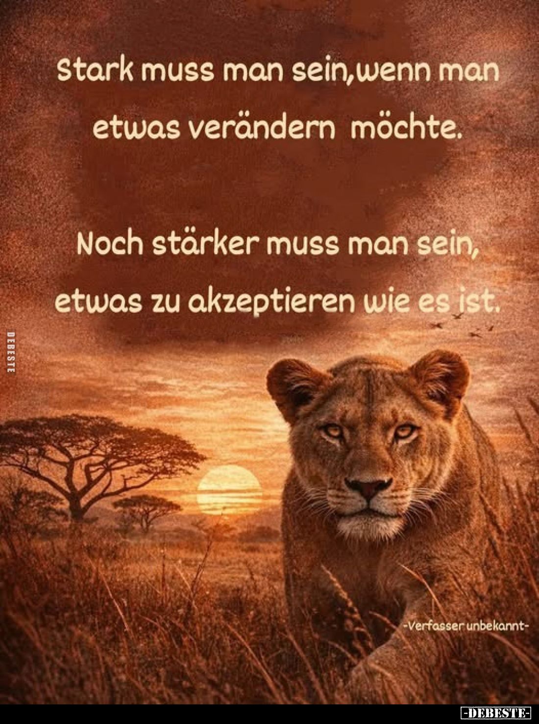 Stark muss man sein, wenn man etwas verändern möchte.
Noch stärker muss man sein, etwas zu akzeptieren wie es ist.
-Verfass...