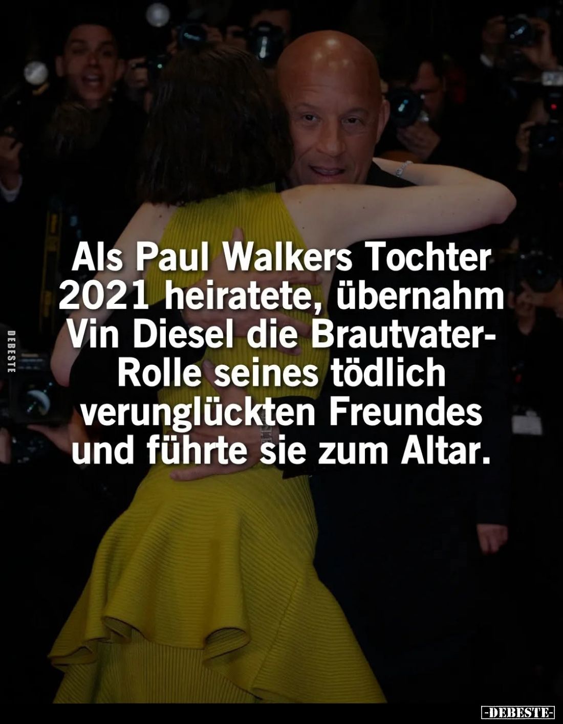 Als Paul Walkers Tochter 2021 heiratete, übernahm Vin Diesel die Brautvater-Rolle seines tödlich verunglückten Freundes und f...