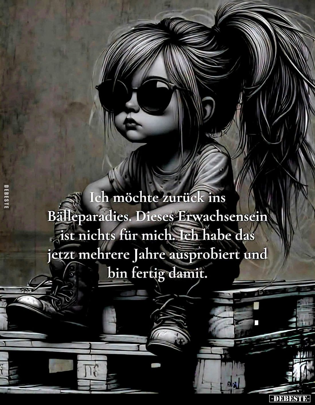 Ich möchte zurück ins Bälleparadies. Dieses Erwachsensein ist nichts für mich. Ich habe das jetzt mehrere Jahre ausprobiert u...