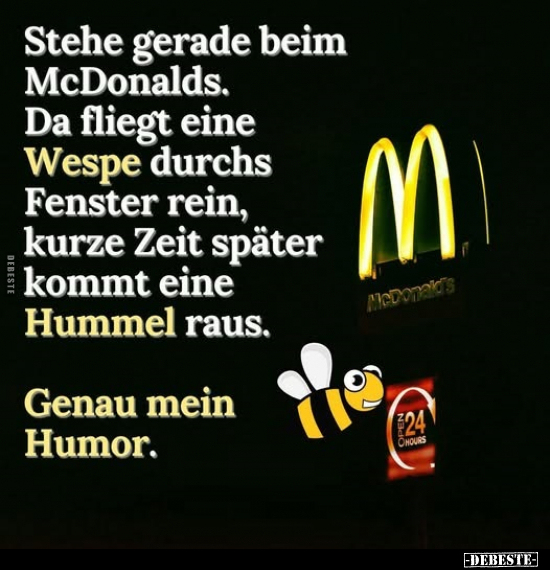 Mcdonalds, Zeit, Hummel, Genau, Humor