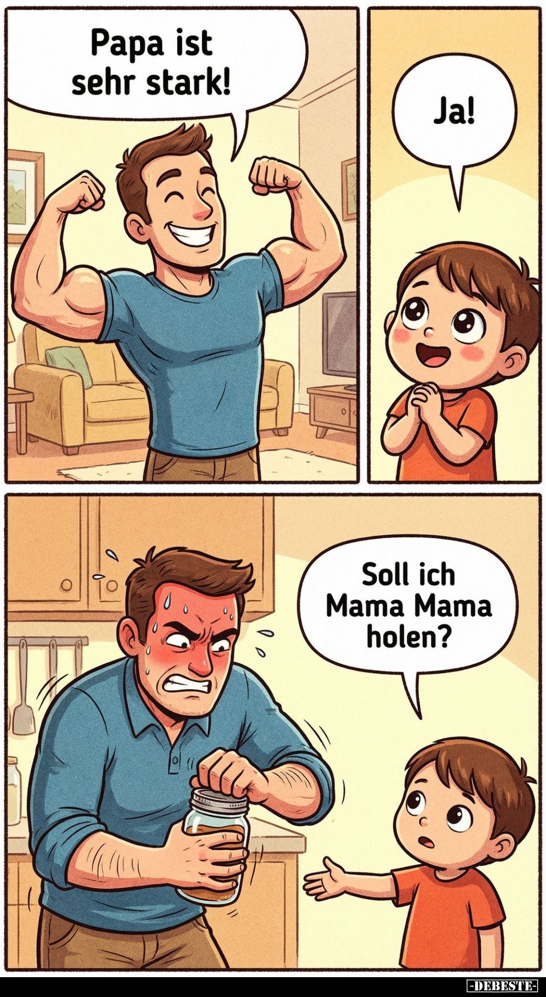 Papa ist sehr stark! -
Ja! -
Soll ich Mama Mama holen?