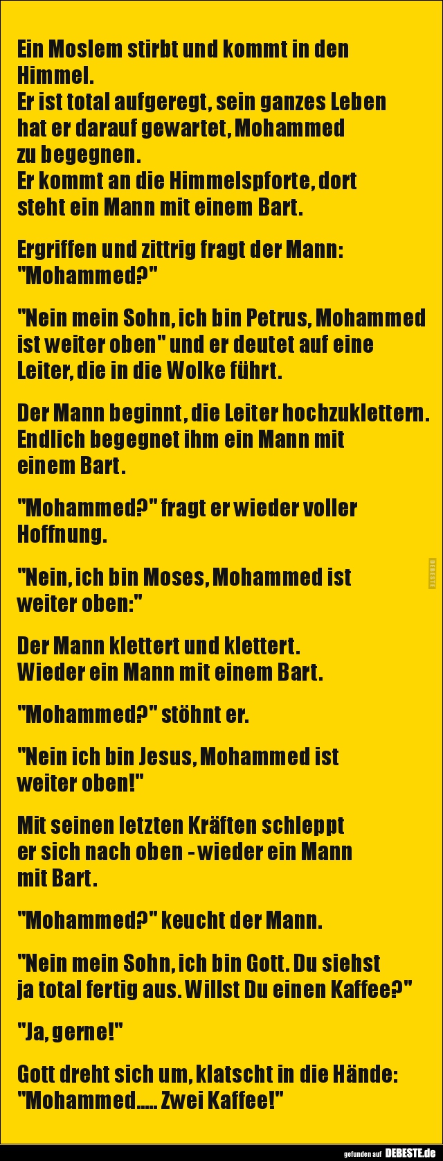 Ein Moslem stirbt und kommt in den Himmel.. - Lustige Bilder | DEBESTE.de