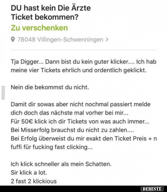 Du hast kein Die Ärzte Ticket bekommen? - Lustige Bilder | DEBESTE.de