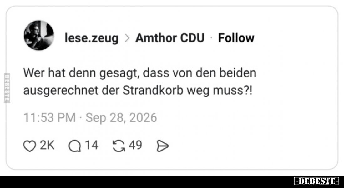 Wer hat denn gesagt, dass von den beiden
ausgerechnet der Strandkorb weg muss?!