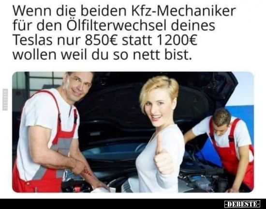 Wenn die beiden Kfz-Mechaniker für den Ölfilterwechsel.. - Lustige Bilder | DEBESTE.de