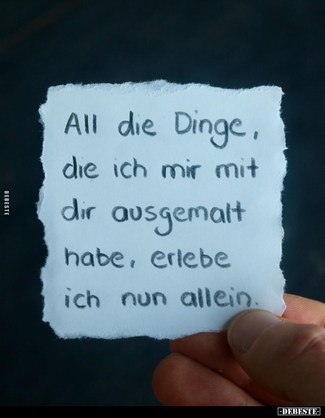 All die Dinge, die ich mir mit dir ausgemalt habe, erlebe ich nun allein.