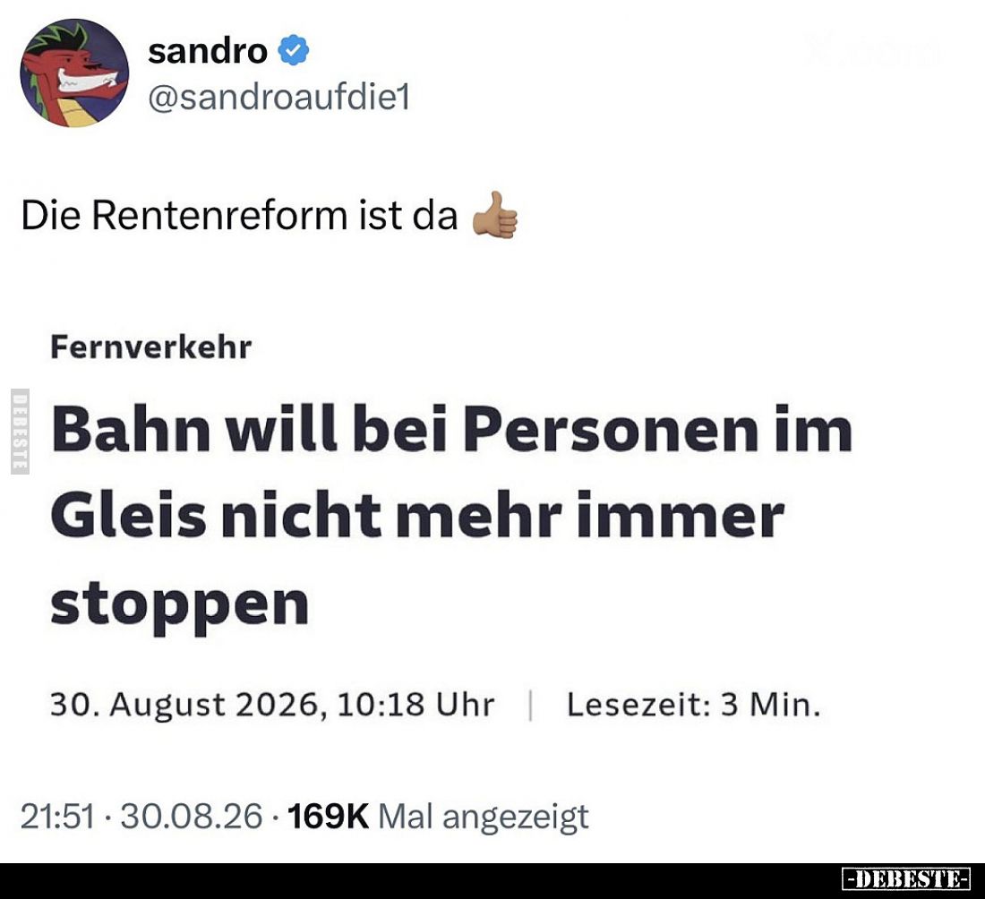 Die Rentenreform ist da - Fernverkehr - Bahn will bei Personen im Gleis nicht mehr immer stoppen