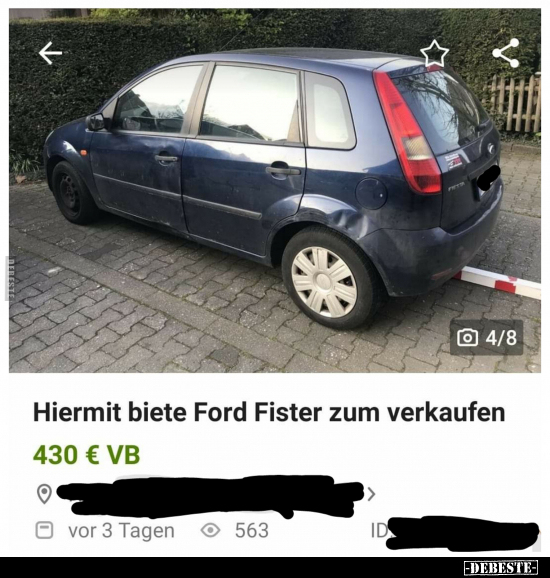 Hiermit biete Ford Fister zum verkaufen..